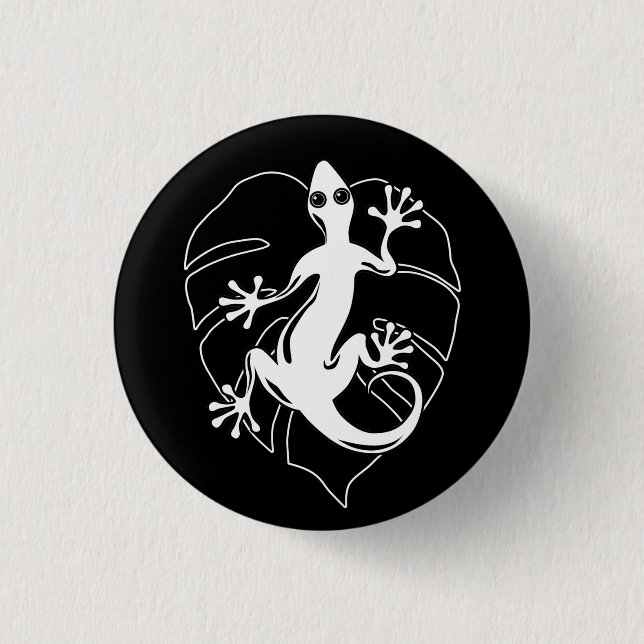 Gecko Lizard Silhouette Button (Vorderseite)
