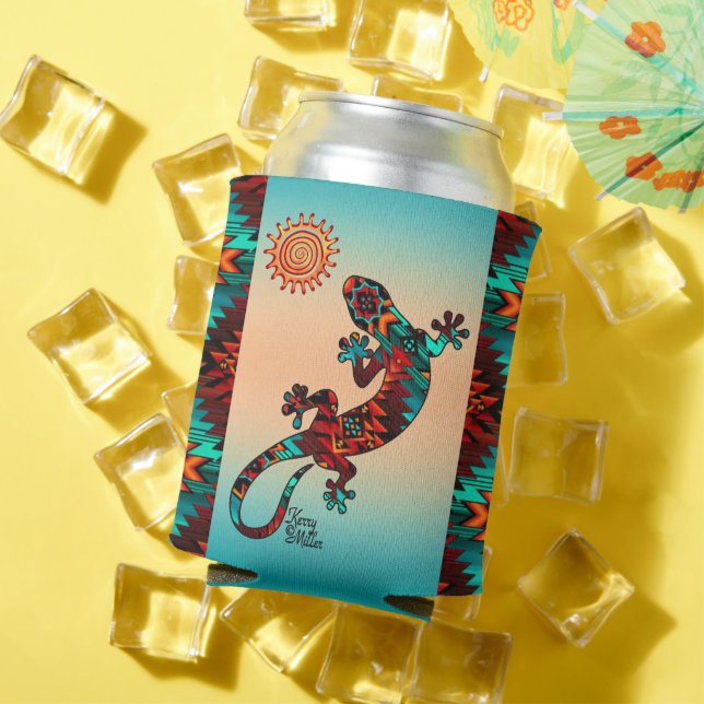 Gecko Lizard und Sun Dosenkühler (In Situ Sommer)