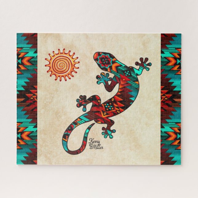 Gecko Lizard und Sun Jigsaw Puzzle (Horizontal)