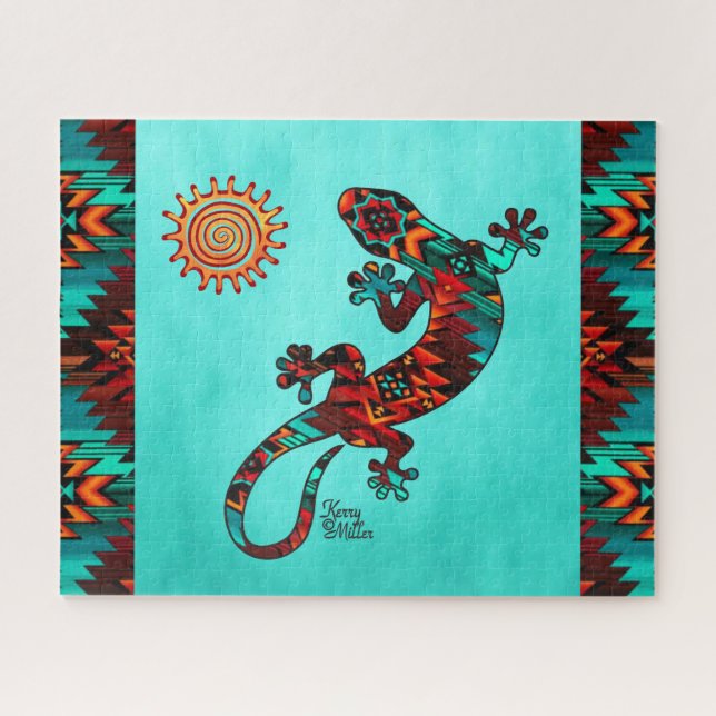 Gecko Lizard und Sun Jigsaw Puzzle (Horizontal)