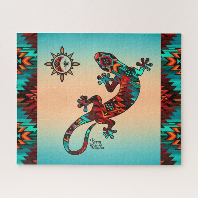 Gecko Lizard und Sun Jigsaw Puzzle (Horizontal)