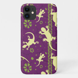 Gecko Lizards Ethnic Lila Green Pattern Case-Mate iPhone Hülle