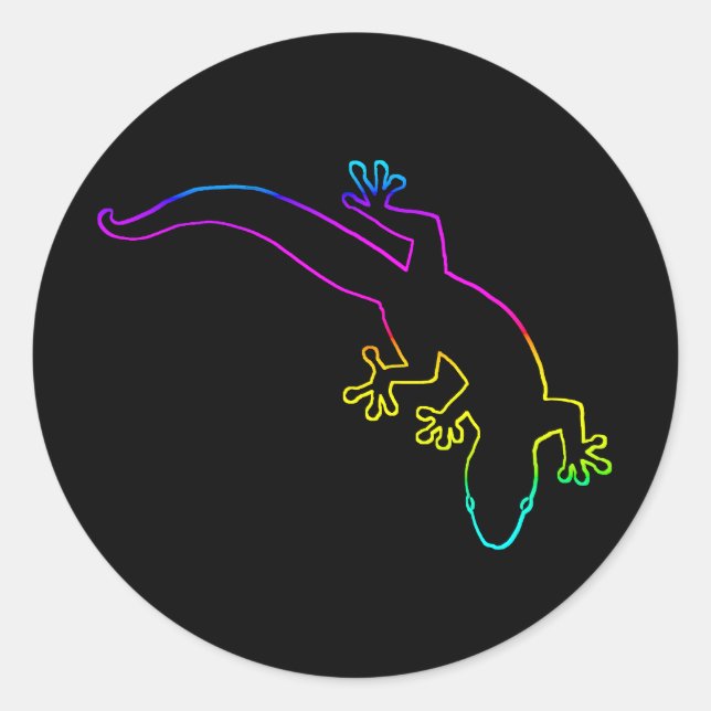 GECKO Mehrfarbige Kontur Runder Aufkleber (Vorderseite)