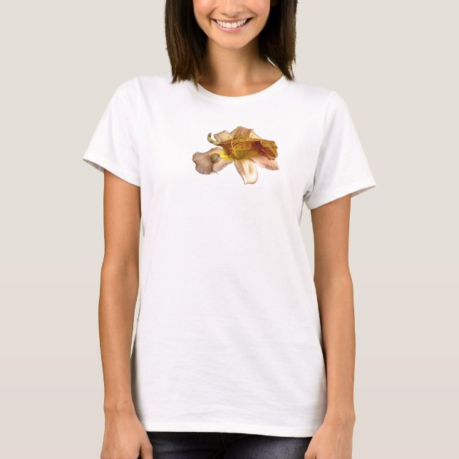 Gecko mit Haube auf einem lilly Blume Damen-T - T-Shirt (Vorderseite)