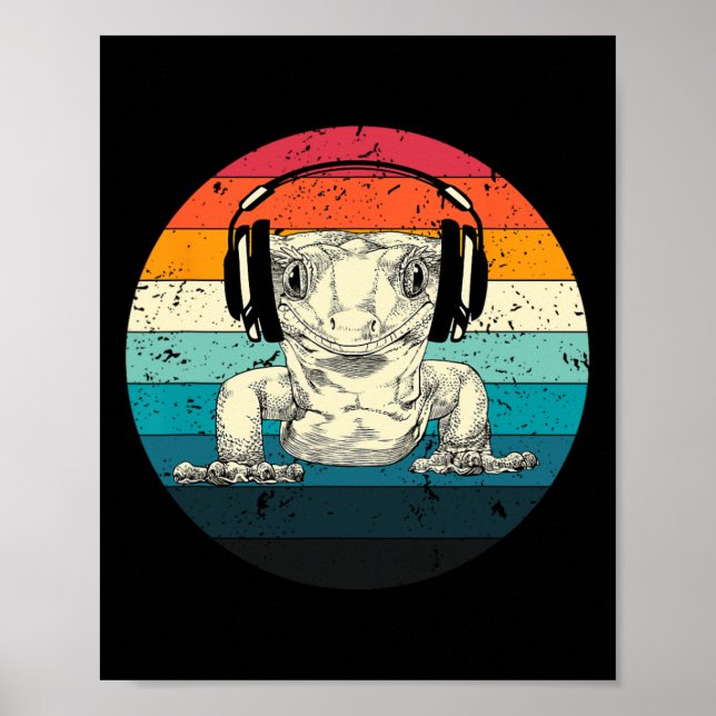 Gecko Playing Video Game Funny Gamer Poster (Vorne)