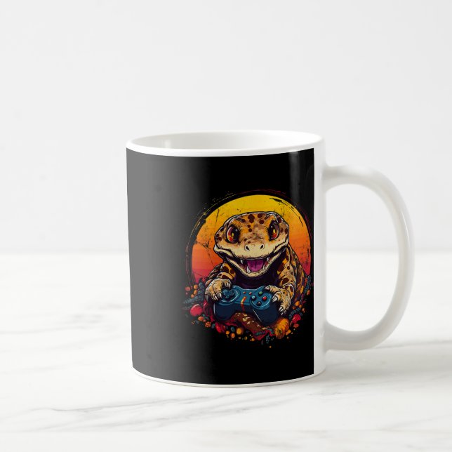 Gecko Playing Video Game Lizard & amp; Reptiles Ga Kaffeetasse (Rechts)
