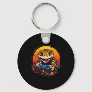 Gecko Playing Video Game Lizard & amp; Reptiles Ga Schlüsselanhänger