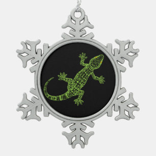Gecko Schneeflocken Zinn-Ornament