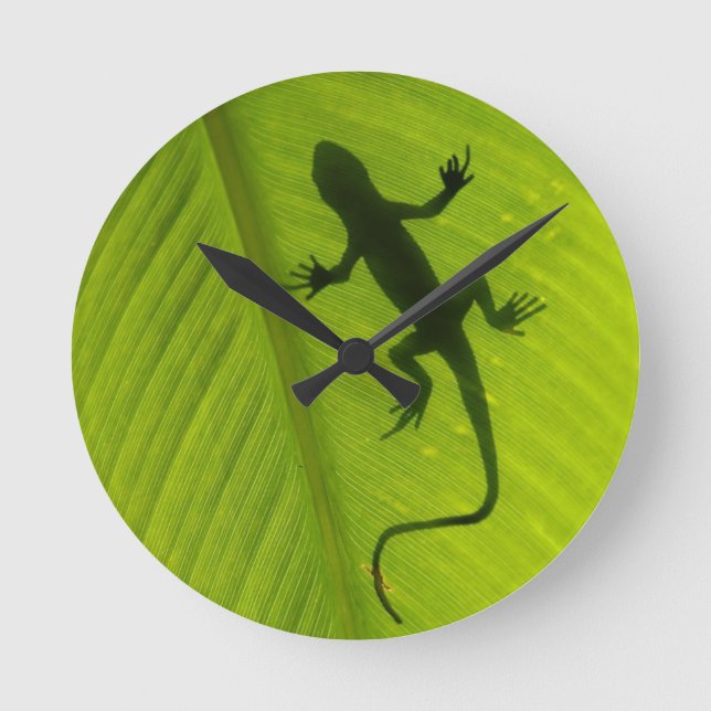 Gecko-Silhouette Runde Wanduhr (Vorderseite)