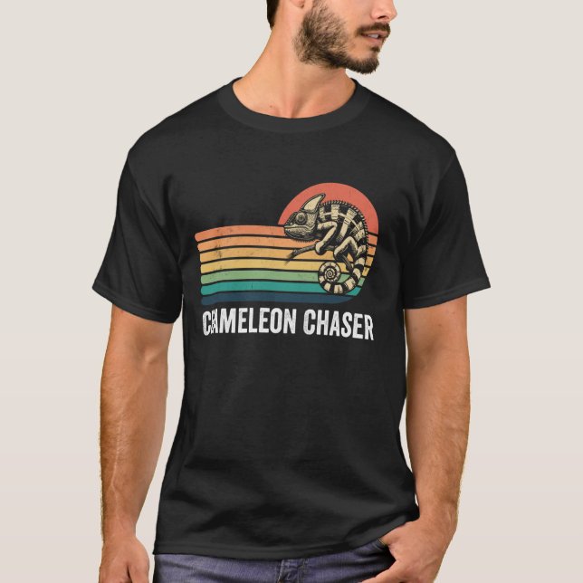 Gecko Squad Chamäleon-Fänger Retro-Gecko Chamäleon T-Shirt (Vorderseite)