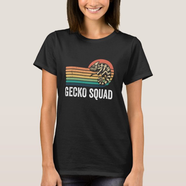 Gecko Squad Chamäleon-Fänger Retro-Gecko Chamäleon T-Shirt (Vorderseite)