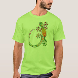 Gecko-Stammes- mit Blumenkunst T-Shirt