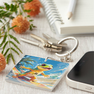 Gecko surfen und die Wellen reiten Schlüsselanhänger