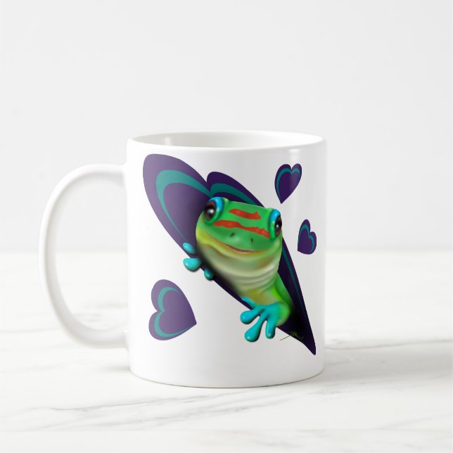 Gecko und Herz Kaffeetasse (Links)