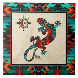 Gecko und Sun Keramik Tile Fliese