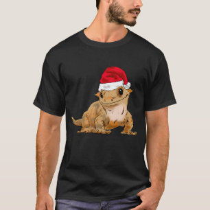 Gecko Weihnachtsfeiertag Weihnachtsmannmütze Weihn T-Shirt