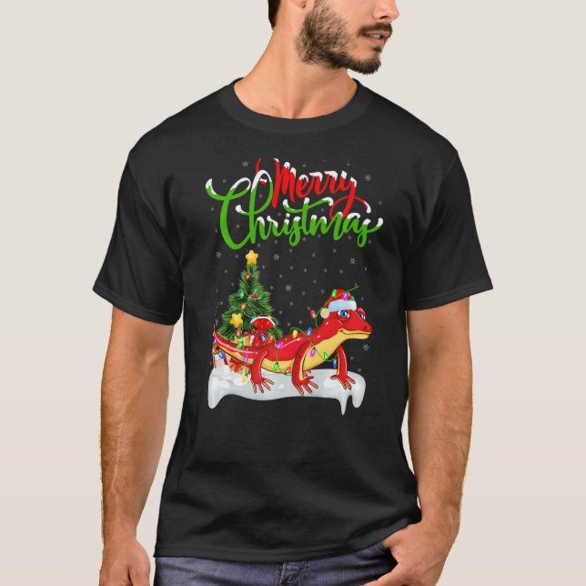 Gecko Xmas Dekorationen Weihnachten T-Shirt (Vorderseite)