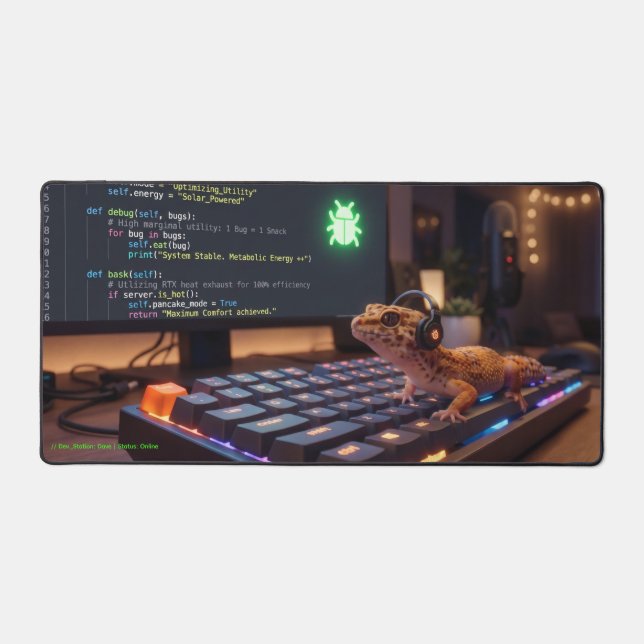 GeckoDev // Cyberpunk-Programmierer Extra Large Sc Schreibtischunterlage (Vorderseite)