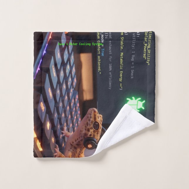 GeckoDev // Personalisiertes Cyberpunk-Programmier Badhandtuch Set (Waschlappen)