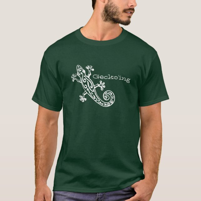 Gecko'ing grafischer Weiß T - Shirt heraus (Vorderseite)