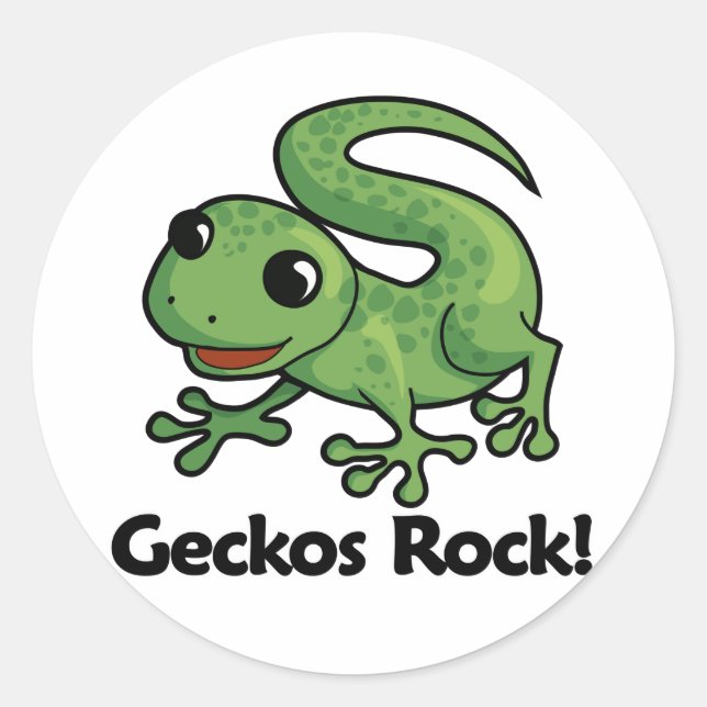 Geckos Rock! Runder Aufkleber (Vorderseite)