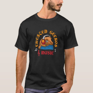 Geckos und Musiknoten Musiker Niedlich Crested Gec T-Shirt