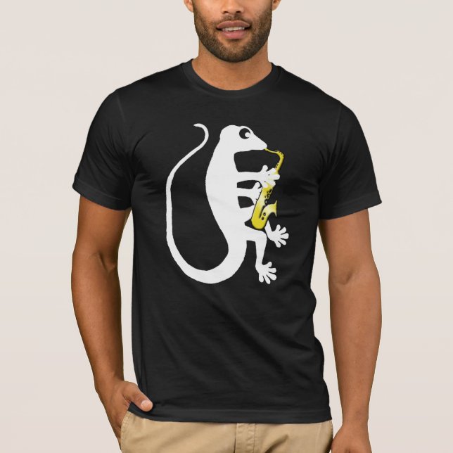 Geckosaxophone-Dunkelheits-T - Shirt (Vorderseite)