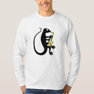 Geckosaxophone-langes Hülsen-Shirt T-Shirt