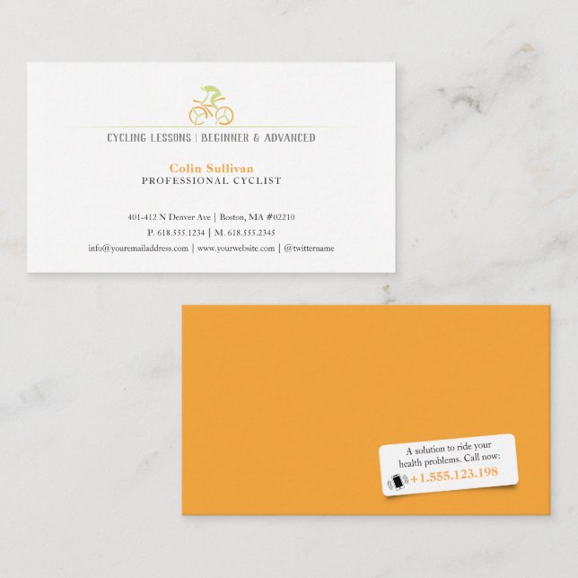 Gecoacht Radfahren | Beruflicher Radfahrer Visitenkarte (Vorne/Hinten)