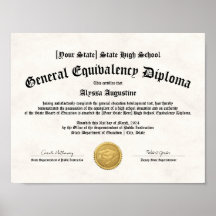 GED General High School Equivalable Diploma Copy