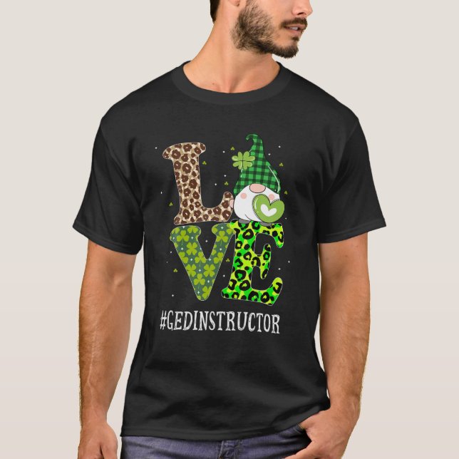 GED Instructor Liebe St Patricks Day Gnome Leopard T-Shirt (Vorderseite)