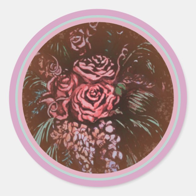 Gedächtliche Rose Runder Aufkleber (Vorderseite)