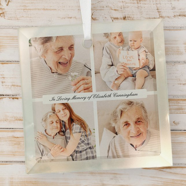 Gedächtnis im Gedächtnis Moderne Elegante 4 Fotos Ornament Aus Glas (Von Creator hochgeladen)