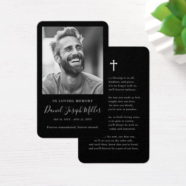 Gedächtnisbeerdenkungskarten für das Foto (Schreibtisch)