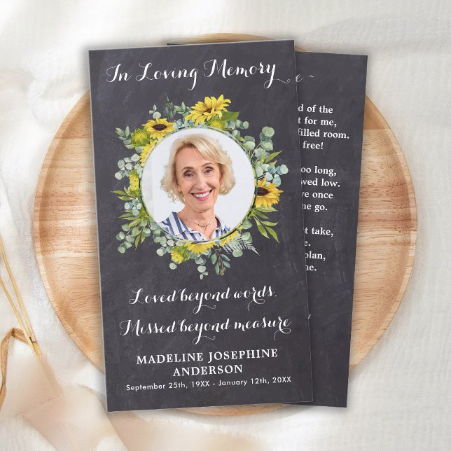 Gedächtnisbeerdigung Beerdigungskarte Sonnenblume  Telefonnummerkarte (Von Creator hochgeladen)