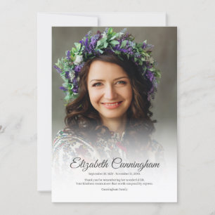 Gedächtnisbeerdigung Einfaches Modernes Klassische Dankeskarte