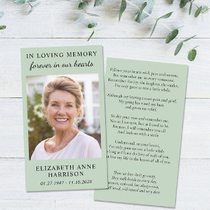 Gedächtnisbeerdigung Foto Sage Green Prayer Card