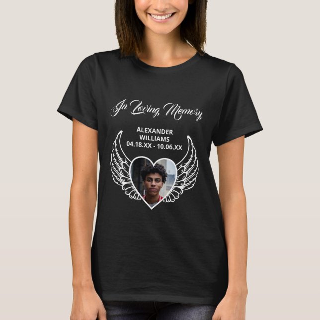 Gedächtnisbeerdigung in Love Memory Angel Wings T-Shirt (Vorderseite)