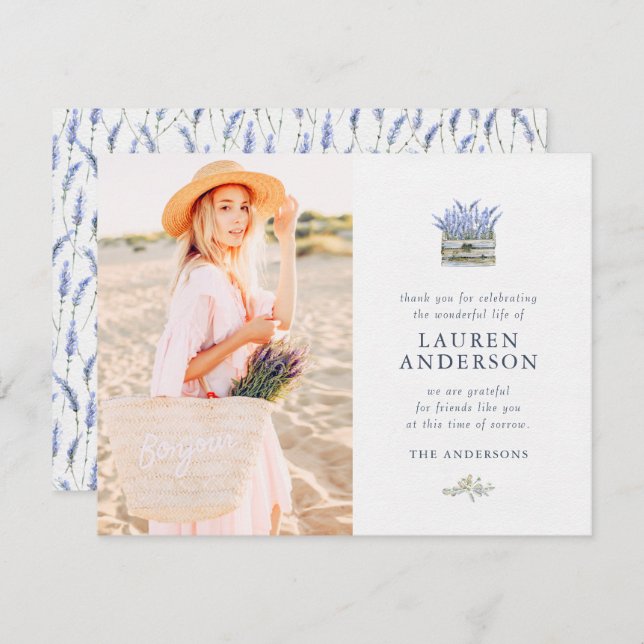 Gedächtnisbeerdigung Moderne Blume mit einfachem C Dankeskarte (Vorne/Hinten)