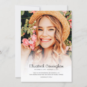 Gedächtnisbeerdigung Modernes einfaches Foto Dankeskarte