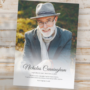 Gedächtnisbeerdigung Modernes Klassisches Foto Dankeskarte