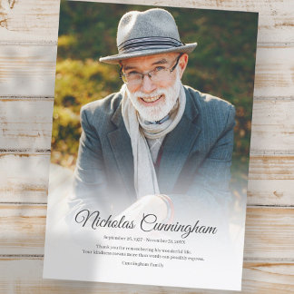 Gedächtnisbeerdigung Modernes Klassisches Foto Dankeskarte