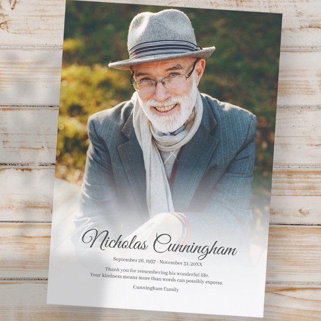 Gedächtnisbeerdigung Modernes Klassisches Foto Dankeskarte (Von Creator hochgeladen)