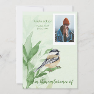 Gedächtnisdienst Einladung Chickadee Bird Botanica