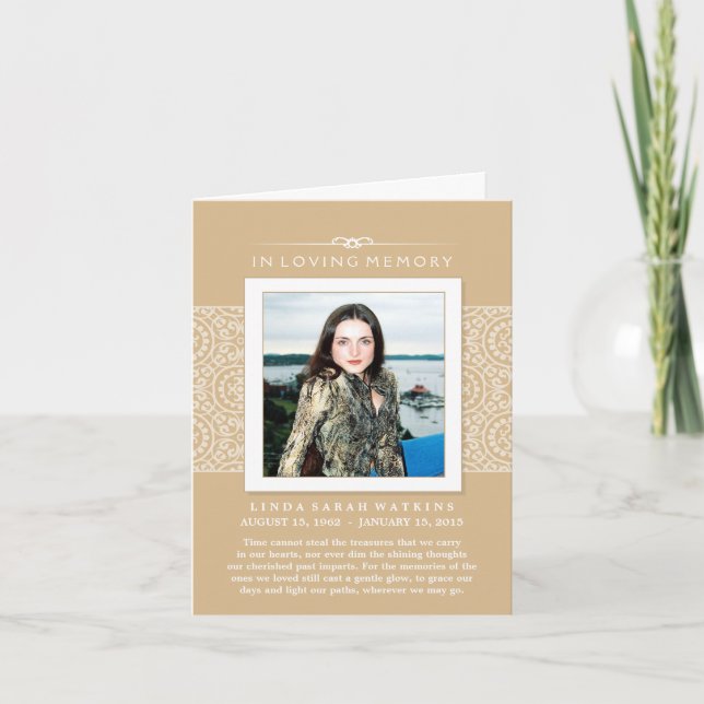 Gedächtnisdienst Einladung Elegante Gold und Weiß (Vorderseite)