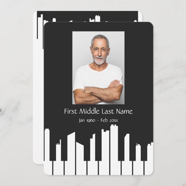 Gedächtnisdienst laden Musikpiano-Keys Stadt ein Einladung (Vorne/Hinten)