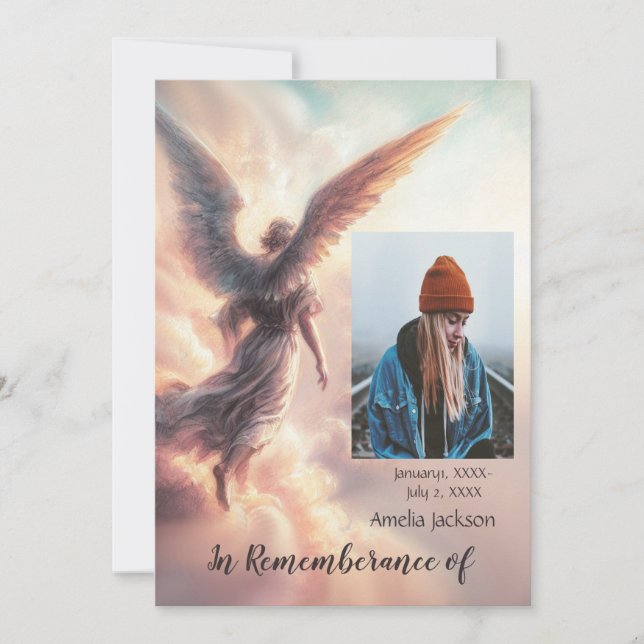 Gedächtnisdienst lädt Angel Sky Clouds ein Einladung (Vorderseite)