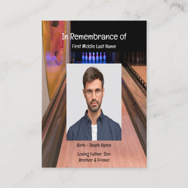 Gedächtnisdienst lädt Bowling Lane Bowler ein Visitenkarte (Vorderseite)