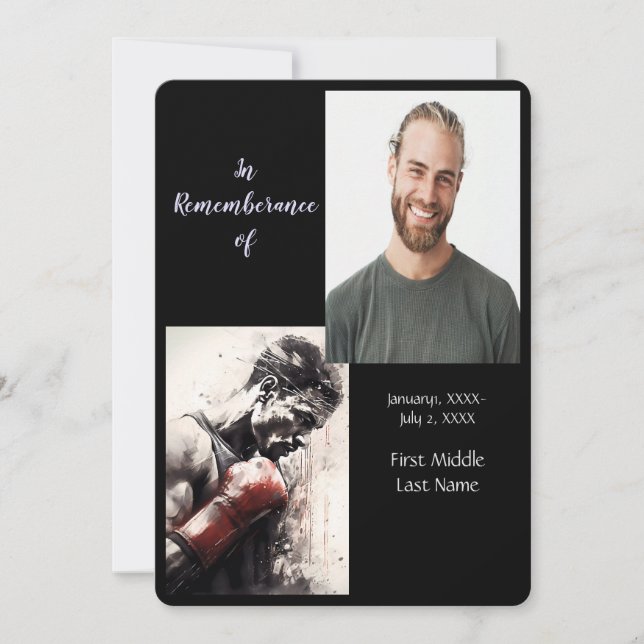 Gedächtnisdienst lädt Boxer-Boxen ein Einladung (Vorderseite)