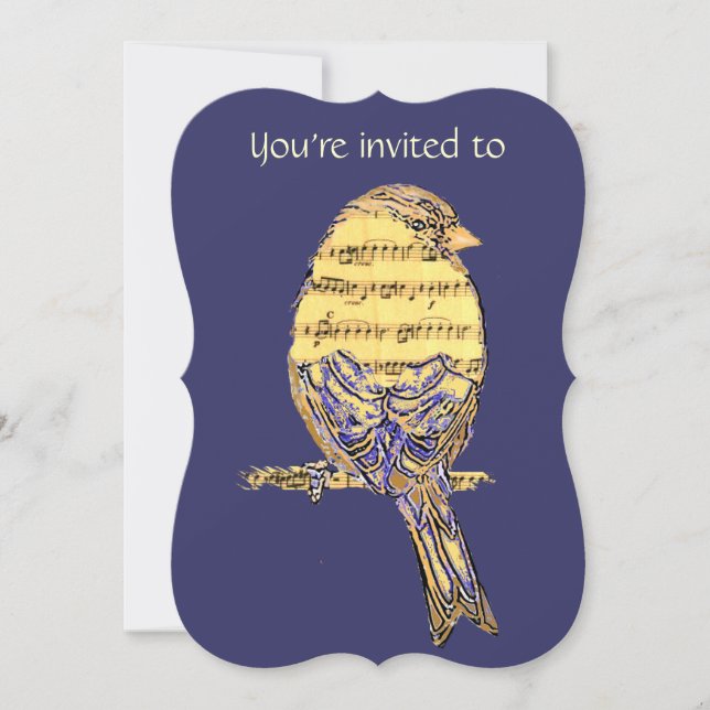 Gedächtnisdienst Musik mit Vogel einladen Einladung (Vorderseite)